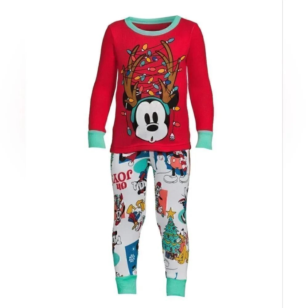 Nwt Disney Mickey Mouse Christmas Toddler Snug Fit Pajama Set, 2-Piece